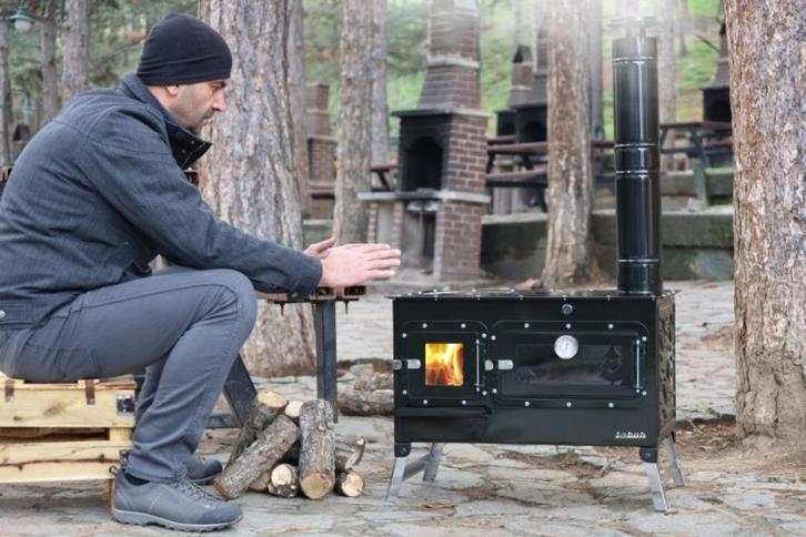 KMP01 Kampeerkachel -  Camping Houtskachel Met Oven - Zwart, Huis en Inrichting, Kachels, Nieuw, Vrijstaand, Houtkachel, Hout