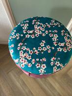 Mooie blauwe bloemen print poef voetenbank, Rond, Nieuw, Minder dan 50 cm, Ophalen of Verzenden