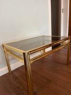 Vintage Gouden Tafel met Glas (bijzettafel salontafel), Ophalen, Gebruikt, 100 tot 150 cm, 50 tot 100 cm