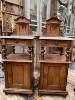 Twee Franse kastjes nachtkastjes Marmeren Blad, Huis en Inrichting, Slaapkamer | Nachtkastjes, Ophalen, Gebruikt, Minder dan 45 cm