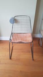 Be Pure stoere design metaal wire stoel - Cognac Leer, Huis en Inrichting, Stoelen, Ophalen, Bruin, Zo goed als nieuw, Metaal