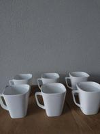 Set van 6 witte porseleinen vierkante kopjes, Ophalen of Verzenden, Zo goed als nieuw, Effen, Kop(pen) en/of Schotel(s)