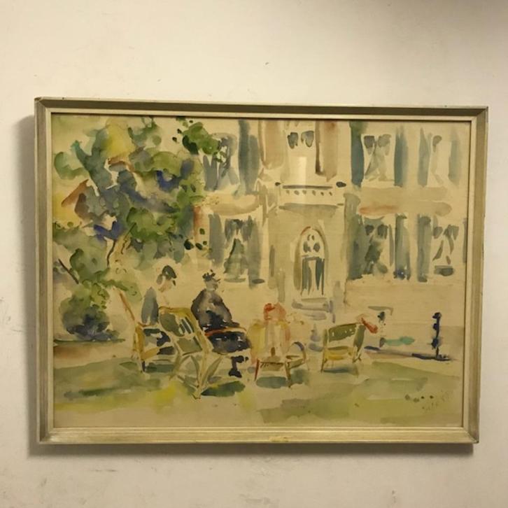 Aquarel van Johannes Baptista (Jan) Thate (1906 - 1995), Antiek en Kunst, Kunst | Schilderijen | Klassiek, Ophalen