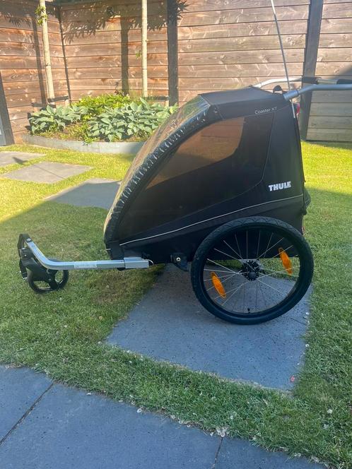 Fietskar Thule Coaster XT kinderen, zwart, zo goed als nieuw, Fietsen en Brommers, Fietsaccessoires | Aanhangers en Karren, Zo goed als nieuw