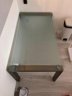 Glazen eettafel met RVS poten, Huis en Inrichting, Tafels | Eettafels, Ophalen, Gebruikt, Glas en RVS, 50 tot 100 cm