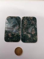2 grote gepolijste mosagaat cabochons edelsmid, Sieraden, Tassen en Uiterlijk, Ophalen of Verzenden, Zo goed als nieuw