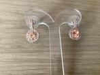 Roségouden oorbellen met strass, Overige materialen, Ophalen of Verzenden, Zo goed als nieuw, Roze