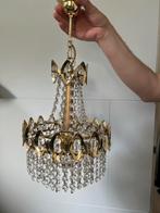 Vintage Kroonluchter Goud, Ophalen of Verzenden, Gebruikt, Glas