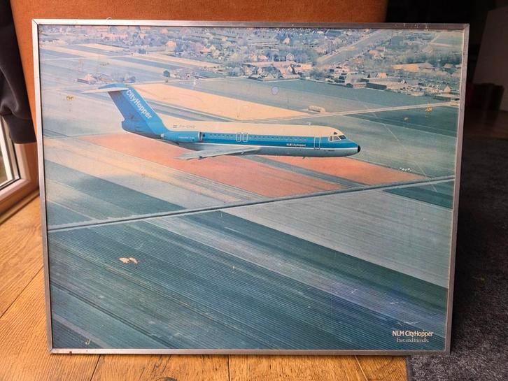 Ingelijste foto van een Fokker F28 NLM CITYHOPPER, Verzamelen, Luchtvaart en Vliegtuigspotten, Gebruikt, Kaart, Foto of Prent