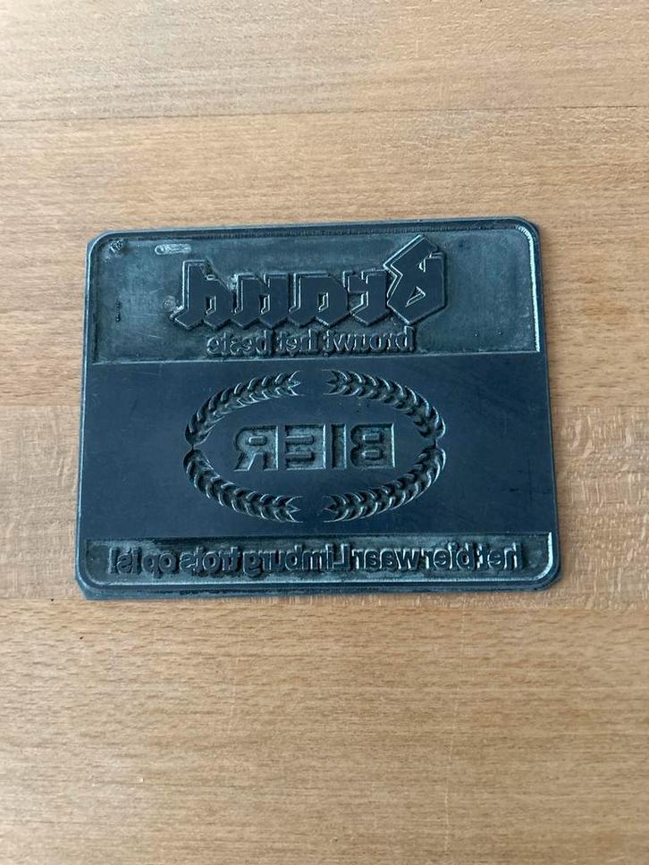 Vintage Drukplaat van Brand bier super zeldzaam !!, Verzamelen, Merken en Reclamevoorwerpen, Gebruikt, Reclamebord, Ophalen of Verzenden