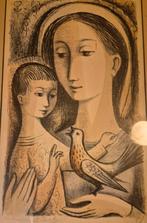 Prachtige litho moeder met kind, Antiek en Kunst, Antiek | Religie, Ophalen of Verzenden