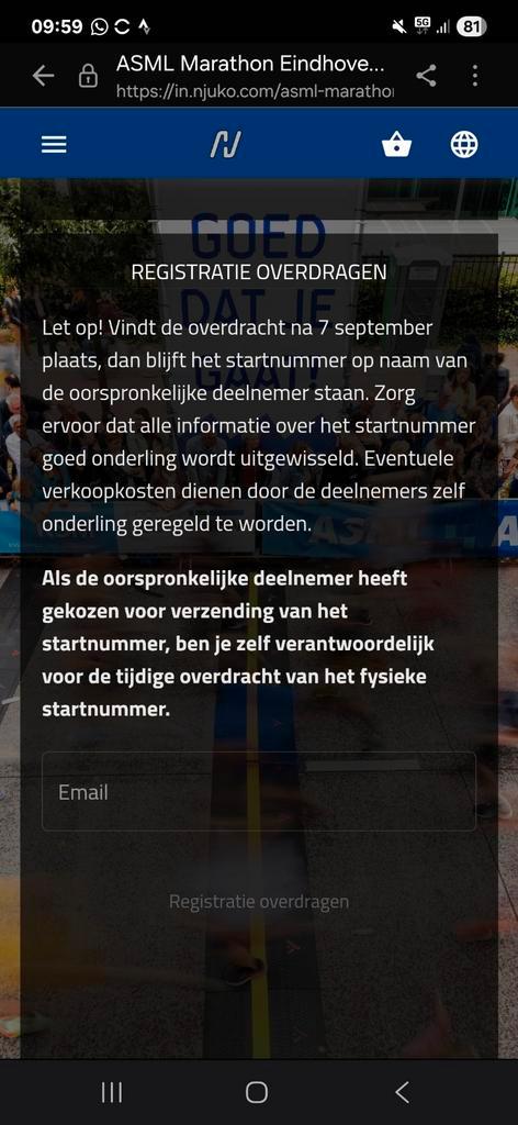 Start bewijs marathon eindhoven, Tickets en Kaartjes, Sport | Overige, Eén persoon