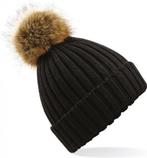 Beechfield Pom pom beanie B412 - Black - One size, Beechfield, Nieuw, Overige maten, Ophalen of Verzenden