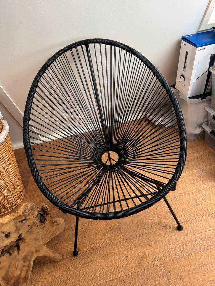 Tuinstoel draad zwart metaal zgan, Tuin en Terras, Tuinstoelen, Zo goed als nieuw, Kunststof, Ophalen