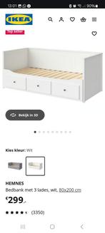 Hemnes Bedbank met 3 Lades - Wit, Huis en Inrichting, Ophalen, Gebruikt, Eenpersoons, Wit