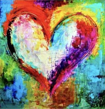 NIEUW diamond painting 40x50 cm Kleurrijk Hart regenboogSEOS beschikbaar voor biedingen