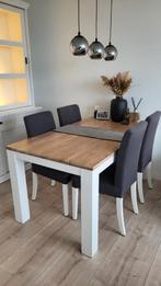 Teakhouten eettafel + 4 IKEA Bergmund/Henriksdal stoelen, Huis en Inrichting, Tafels | Eettafels, Teakhout, 150 tot 200 cm, Rechthoekig