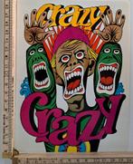 Vintage sticker Kleurrijk Crazy monster voodoo, Ophalen of Verzenden, Zo goed als nieuw