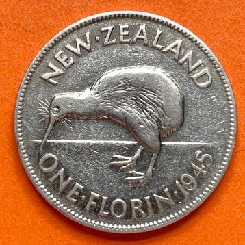 Nieuw Zeeland 1Florin 1945 George VI zilver beschikbaar voor biedingen