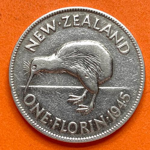 Nieuw Zeeland 1Florin 1945 George VI zilver, Postzegels en Munten, Munten | Oceanië, Zilver, Ophalen of Verzenden