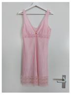 Roze vintage slipdress / nachtjurkje / negligé met kant (S), Ophalen of Verzenden, Roze, Nachtkleding