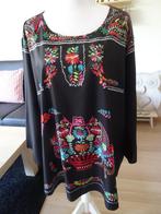 Tuniek met fleurige print maat 54 stretch (W1), Verzenden, Zo goed als nieuw, Zwart, Blouse of Tuniek