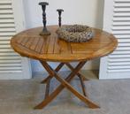 Prachtig ronde inklapbare teak tafel  100 cm, Ophalen, Bois le duc, Zo goed als nieuw, Onbekend