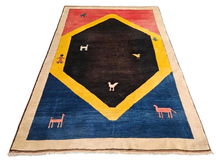 Handgeknoopt oosters wol Kars Gabbeh tapijt modern 199x267cm, Huis en Inrichting, Stoffering | Tapijten en Kleden, Gebruikt, 150 tot 200 cm