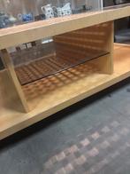 Tafel op wielen met glazen blad, Huis en Inrichting, Ophalen, Gebruikt, 50 tot 100 cm, Glas