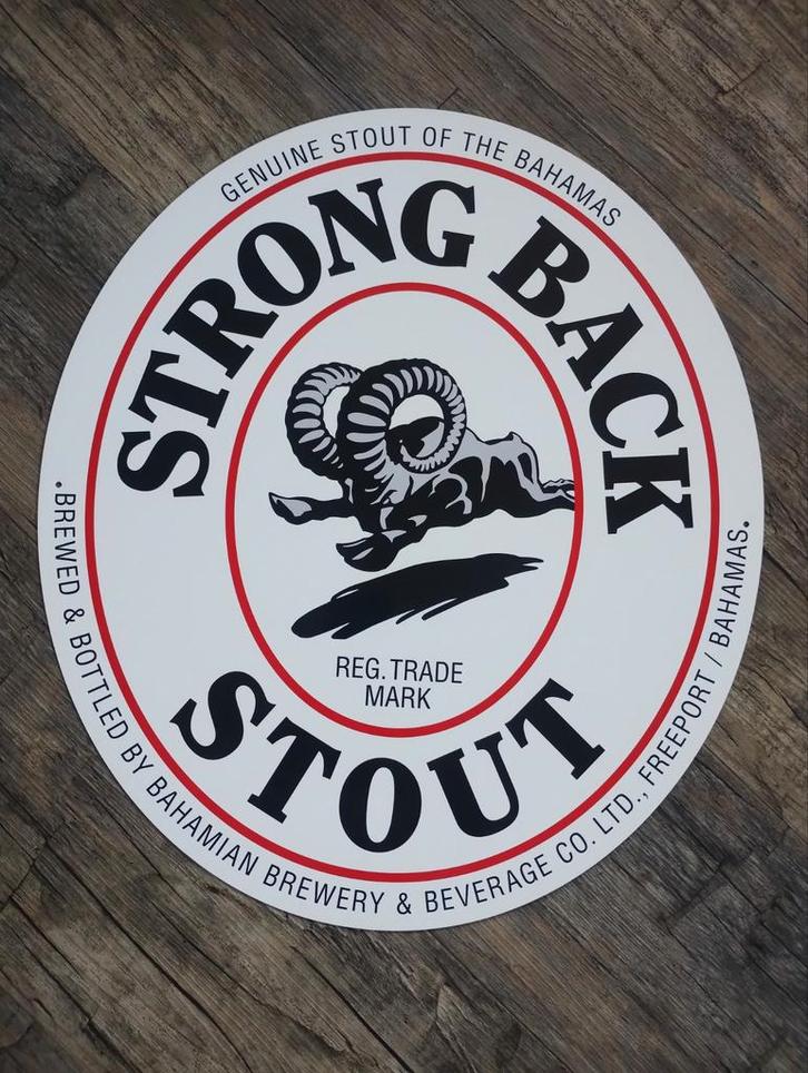 Strong Back Stout bier reclamebord, Verzamelen, Biermerken, Nieuw, Reclamebord, Plaat of Schild, Overige merken, Ophalen of Verzenden