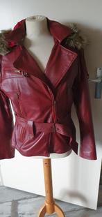 Mooie burgundy rood  leren bikerjack 2XL valt kleiner., Ophalen of Verzenden, Zo goed als nieuw, Maat 46/48 (XL) of groter, Rood