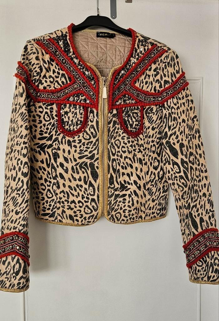 Ambika panter/leopard jasje S  - boho/bohemian stijl, Kleding | Dames, Jasjes, Kostuums en Pakken, Zo goed als nieuw, Jasje, Maat 36 (S)