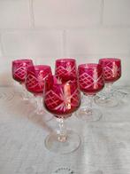 Set prachtige wijnglazen, rood met transparante voet, Ophalen of Verzenden