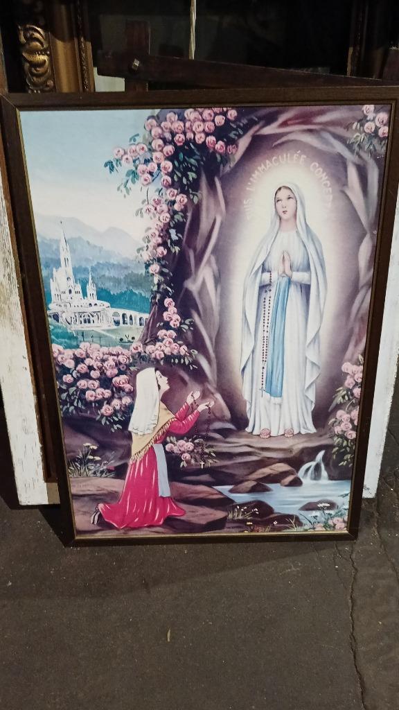 Ingelijste Icoon Onze Lieve Vrouw van Lourdes, Antiek en Kunst, Antiek | Religie, Ophalen