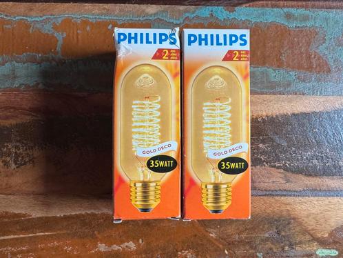 Philips gold deco spiraallamp gloeilamp nieuw 35 watt, Huis en Inrichting, Lampen | Losse lampen, Nieuw, E27 (groot), Soft of Flame