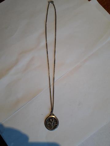 ZILVEREN KETTING met CHRISTOFFEL HANGER ( beschermheilige beschikbaar voor biedingen