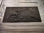 gietijzeren openhaard plaat met reliëf brullend edelhert, Ophalen of Verzenden
