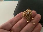 Antieke Gouden broche met zaadparels zirkoon 14 karaat, Sieraden, Tassen en Uiterlijk, Broches, Goud, Goud, 4 tot 7 cm, Gebruikt