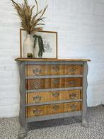 Ladekast antiek opgeknapt hout beige neutraal, Ophalen, 50 tot 100 cm, Zo goed als nieuw, 3 of 4 laden