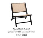 Zwarte Fauteuil Lombok - Kwantum (ZGAN), Ophalen, Minder dan 75 cm, Zo goed als nieuw, 50 tot 75 cm