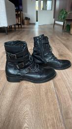 Zwarte leren Omoda enkellaarsjes maat 40, Zwart, Omoda, Ophalen of Verzenden, Gedragen