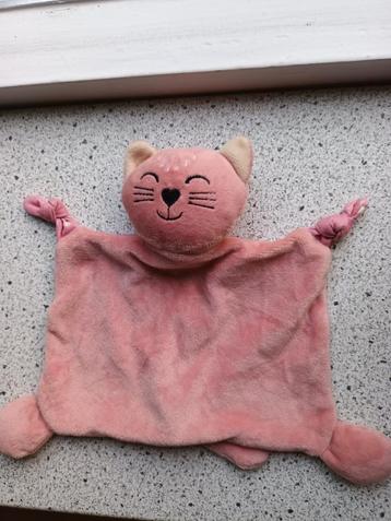 Knuffeldoek poes of poesje kat katje van Hema roze genopt beschikbaar voor biedingen