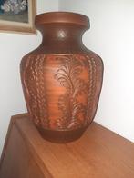 Aardebruine West Germany Vaas (Eiwa) - Mid Century Sgraffito, Overige kleuren, Aardewerk of Porselein, Ophalen of Verzenden, Zo goed als nieuw