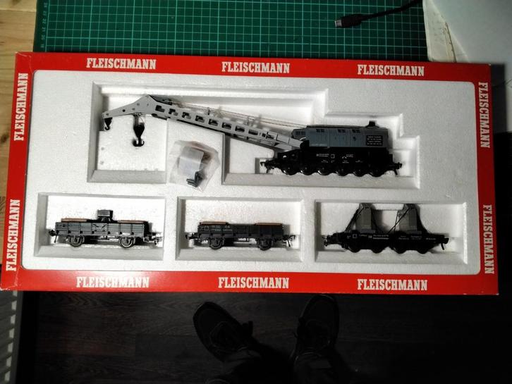 Fleischmann 5597 krupp kraanset, Hobby en Vrije tijd, Modeltreinen | H0, Zo goed als nieuw, Wagon, Gelijkstroom, Fleischmann, Ophalen of Verzenden