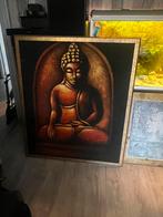 Zeer groot boeddha  schilderij van hout handgemaakt, Ophalen of Verzenden