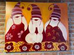Schilderij Drie Dikke Dames, echt geschilderd, Ophalen of Verzenden