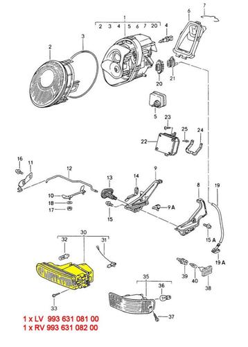 Porsche 993 mistlampen, wit beschikbaar voor biedingen