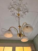 hanglamp milanees, messing, melkglas, Antiek en Kunst, Antiek | Lampen, Ophalen of Verzenden