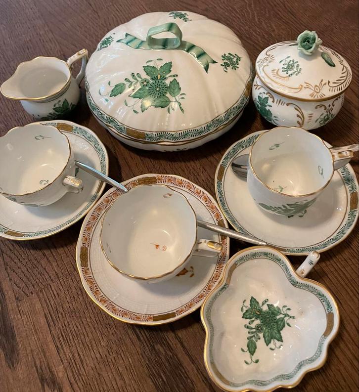 Herend Apponyi Groen Servies - Diverse Onderdelen, Antiek en Kunst, Antiek | Servies compleet, Ophalen of Verzenden