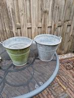 2 zinken emmers, Tuin en Terras, Bloembakken en Plantenbakken, Ophalen, Minder dan 60 cm, Rond, Zo goed als nieuw